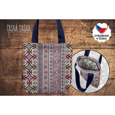 ČESKÁ TAŠKA Taškokabelka BOHEMIA L ručně šitá česká taška se zigzag podšívkou a zipem 38×38 cm