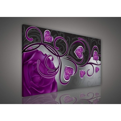 Obraz na plátně srdce s fialovou růží 234O1, 100 x 75 cm, IMPOL TRADE
