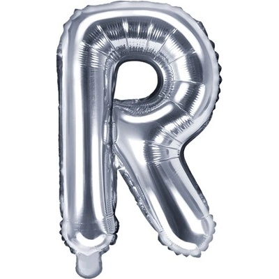 PartyDeco Fóliový balónek písmeno R stříbrný 35 cm