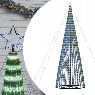 Shumee Vianočný stromček svetelný kužeľ 1544 LED studený biely 500 cm