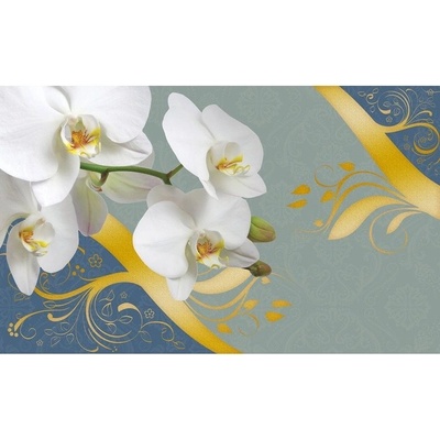 Preinterier FT3617 Fototapeta na stenu Biele kvety na modrom pozadí vlies 104cm x 70cm