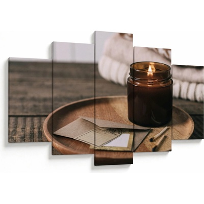 Obraz - Hořící svíčka, pětidílný 150x105 cm