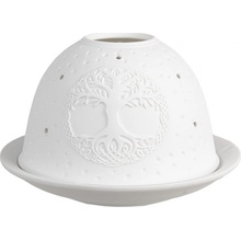 Bílý porcelánový svícen na čajovou svíčku strom Paollo - Ø 12 * 8 cm - Clayre & Eef