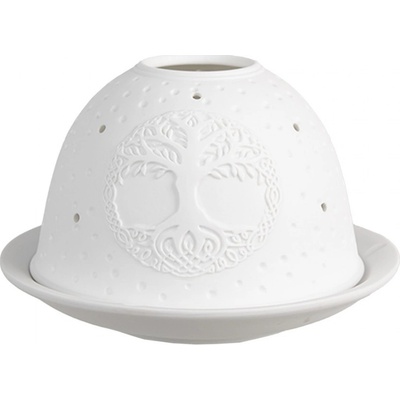 Bílý porcelánový svícen na čajovou svíčku strom Paollo - Ø 12 * 8 cm - Clayre & Eef