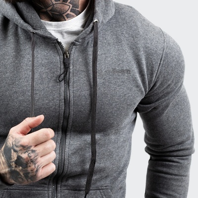 GymBeam mikina Zipper Hoodie Grey Black