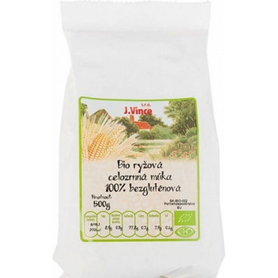 J.VINCE 100% Bezlepková rýžová celozrnná mouka BIO 0,5 kg
