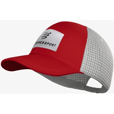 Compressport TRUCKER 6P CAP Červená Biela Sivá