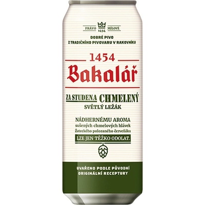 Bakalář 12 světlý ležák za stud.chmelený 5,2% 0,5 l (plech)