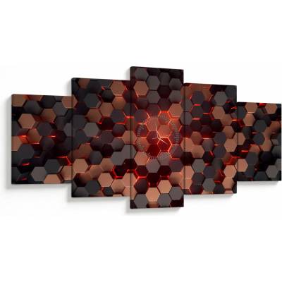 Obraz - Futuristická abstrakcia (s hodinami), päťdielne 150x80 cm s hodinami