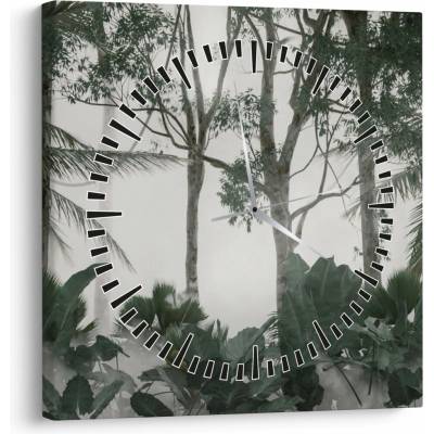 Obraz - Jungle v rannej hmle (s hodinami), jednodielne 30x30 cm s hodinami