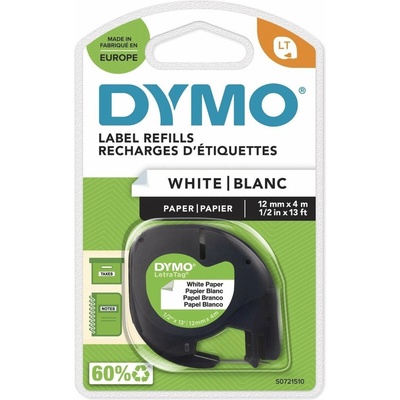 TZ páska Dymo LetraTag páska papierová biela 12 mm x 4 m S0721510