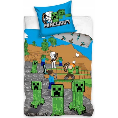 Carbotex bavlna obliečky Minecraft motív Time to Mine 100% bavlna 70x90 140x200