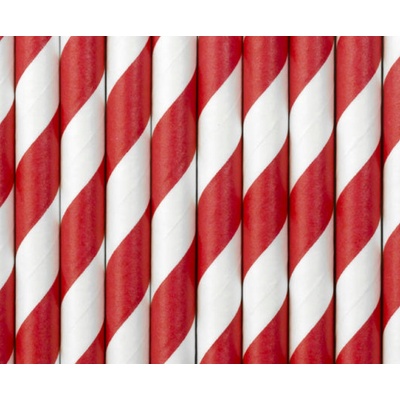 PartyDeco Papírové brčka červené 10 ks