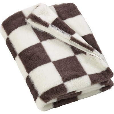 Catherine Lansfield Cosy Soft Checkerboard deka bílá/hnědá/tmavá 130x170