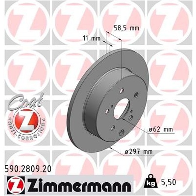ZIMMERMANN Brzdový kotúč 590280920