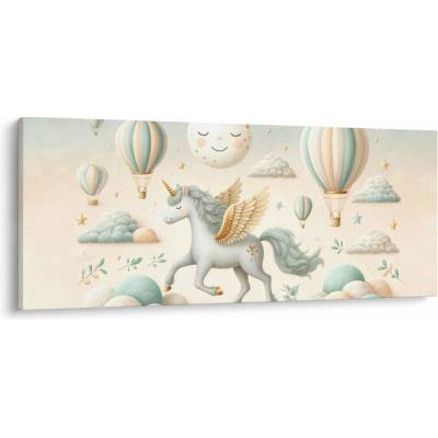 Obraz - Šťastný jednorožec, jednodílný 120x50 cm