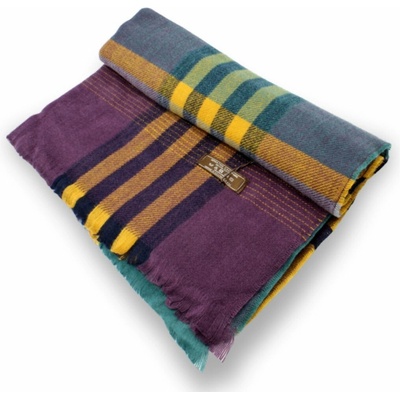 Krumlovanka šál Cashmere Sensation kostkovaný fialovo okrový P-72633-VIOLET