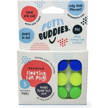 Putty Buddies plávajúcich silikónových štupľov do uší Zelená / Žltá / Modrá 3 páry