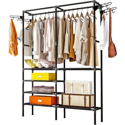 Ruhhy 22671 Stojan na oblečení černý 173 x 36 x 108 cm ocel a netkaná textilie