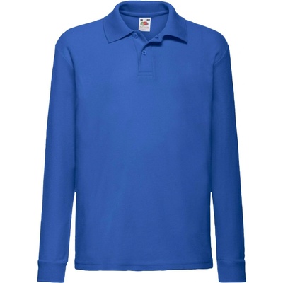 Fruit of the Loom Long Sleeve Polo Shirt modrá