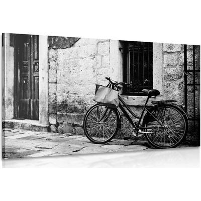 Obraz retro kolo v černobílém provedení - 60x40