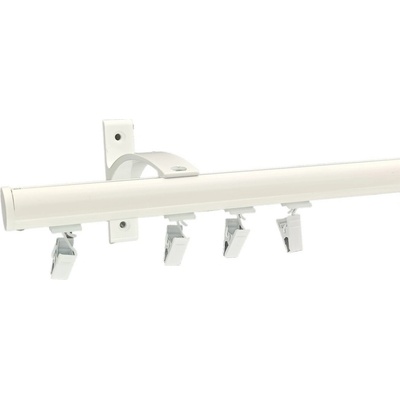 KovovégarnýžeCZ Garnýž Deco elegance bílá lesklá Jednořadá, 351-400cm, nacvakávací jezdec s háčkem
