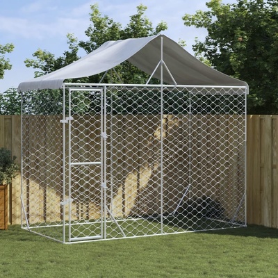 vidaXL Venkovní psí kotec se střechou stříbrný 300 x 150 x 250 cm
