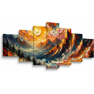 Obraz - Hory zalité slnkom, sedemdielne 210x100 cm