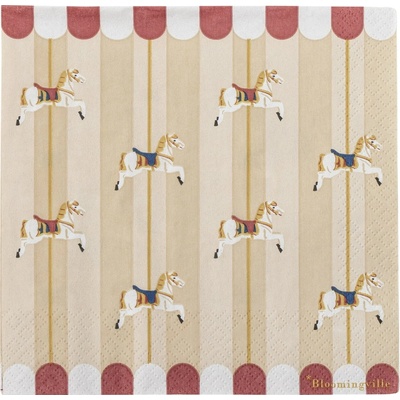 Bloomingville Papierové obrúsky v súprave 20 ks 33x33 cm Merry-go-round