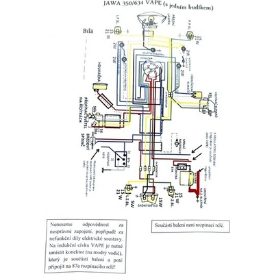 CZ Elektroinstalace (VAPE) 12V - JAWA 350 634 (s jedním budíkem)