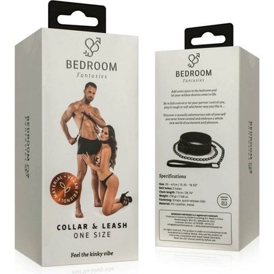 Bedroom Fantasies Faux Leather Collar & Chain Black fetiš obojek s vodítkem – Hledejceny.cz