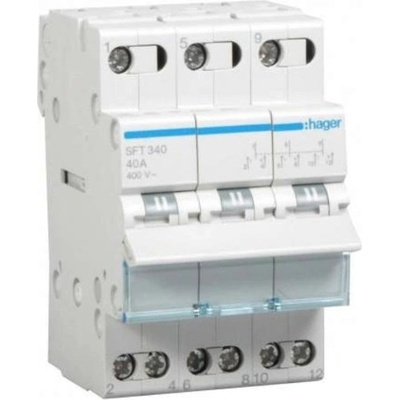 Hager SFT340 Skupinový přepínač (I-0-II) 3P / 40A - výstupní kontakt horem