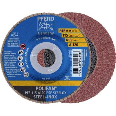 PFERD TOOLS 67649115 PFF 115 A 120 PSF STEELOX vějířovitý brusný kotouč Průměr 115 mm Ø otvoru 22.23 mm Zrnitost 120 ner