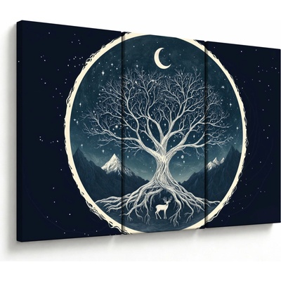 Obraz - Magický strom s jelenem II., třídílný 120x80 cm