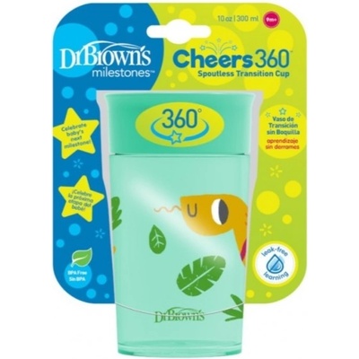 Dr Brown´s hrnček cheers Jungle 300 ml tyrkysový 360° bez držadiel
