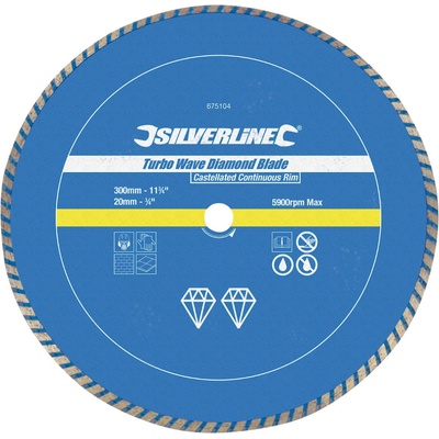 Diamantový řezný kotouč - Turbo Wave - 300 × 22,23 mm Silverline 675104