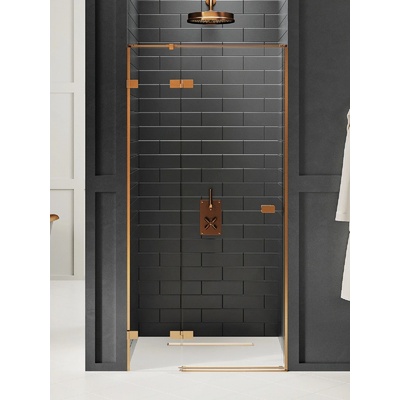 New Trendy Avexa Copper Brushed sprchové dveře 140 cm sklopné měděná kartáčovaný/průhledné sklo EXK-3543