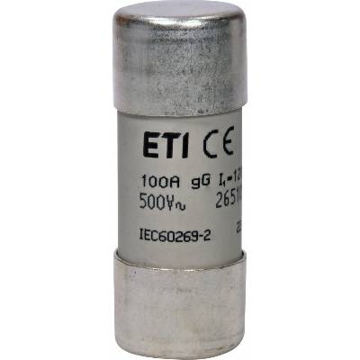 ETI Elektroelement, D.O.O. ETI CH22 gG 100A/500V Válcová pojistková vložka, velikost CH22, charakteristika gG, In = 100A, Icn = 120kA, Un = 500V AC, Pd=8,3W – Hledejceny.cz