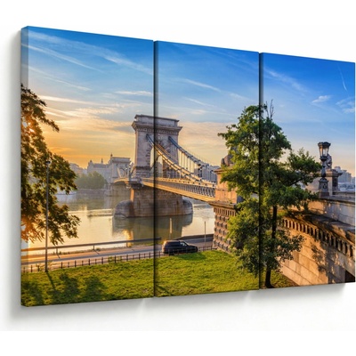 Obraz - Most cez rieku, Budapešť, Maďarsko, trojdielne 120x80 cm