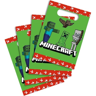 Taška dárková papírový sáček set 4ks Minecraft 16,5x23cm