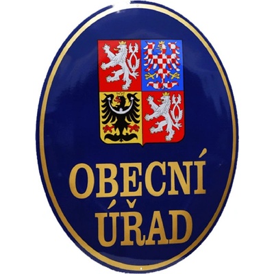 PROFIBA Smaltovaná cedule OBECNÍ ÚŘAD se státním znakem (modrá/zlatá)