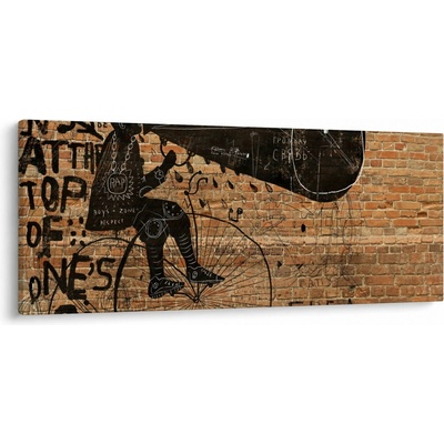 Obraz - Muž na bicykli v Banksyho štýle, jednodielne 120x50 cm