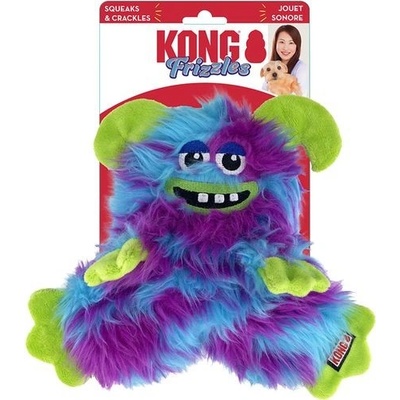 Kong Frizzles Razzle barevná pískací plyšová pro psy 6,5 x 13 x 16,5 cm