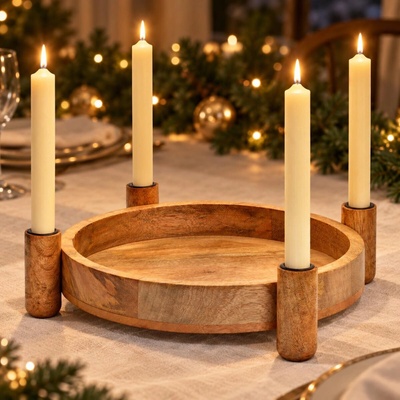 G. Wurm Adventní svícen z mangového dřeva