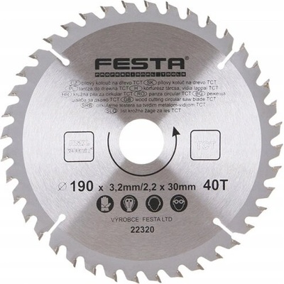 PILOVÝ KOTOUČ s vidiovými zuby NA DŘEVO 190 mm / 40 zubů