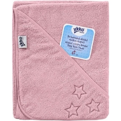 XKKO Froté osuška s kapucí z BIO bavlny Organic 90x90, Baby Pink