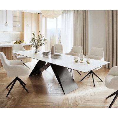 DELIFE Edge 300 x 100 cm keramika Laminam Statuarietto bílá podnož ve tvaru V střední černá