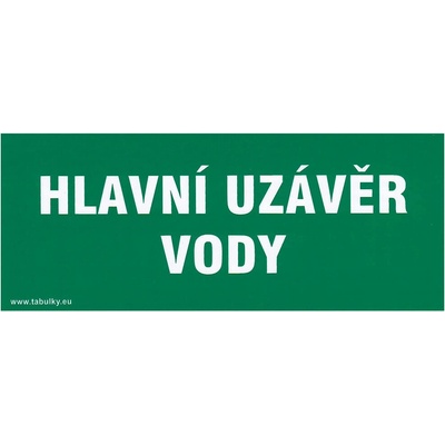 Samolepiaca bezpečnostná tabuľka Hlavný uzáver vody 210 × 87 mm