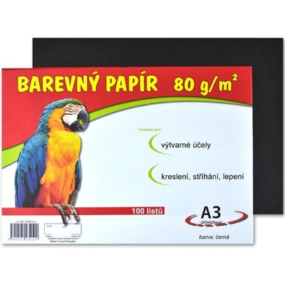 Barevný papír A3 80 g 100 ks černý