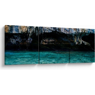 Obraz vody a skál, trojdielne 150x50 cm